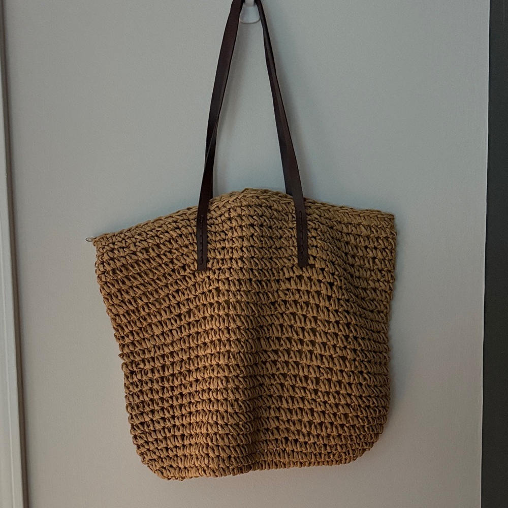 Brown Woven Tote Bag